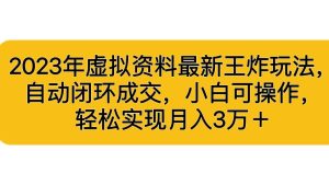 2023年虚拟资料最新王炸玩法，自动闭环成交，小白可操作，轻松实现月入3万+