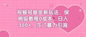 视频号掘金新玩法，保姆级教程0成本，日入300+，冷门暴力引流