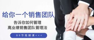 给你 一个销售团队，告诉你如何管理，高业绩销售团队管理法（89节课）