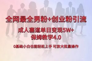 全网首发成人用品单日卖货5W+，最全男粉+创业粉引流玩法，小白也能轻松轻松上手。保姆教学4.0