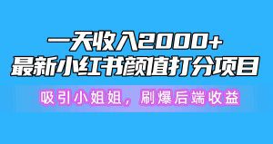 一天收入2000+，最新小红书颜值打分项目，吸引小姐姐，刷爆后端收益
