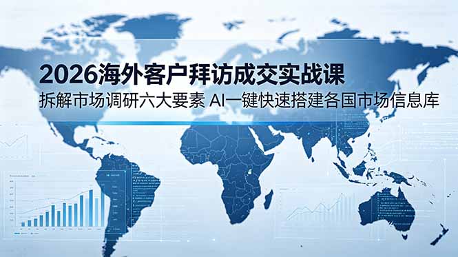 2026海外客户拜访成交实战课:拆解市场调研六大要素,AI一键快速搭建各国市场信息库-娜娜项目网