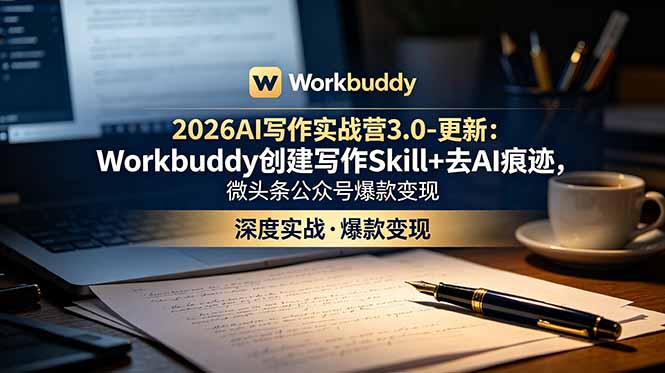 2026AI写作实战营3.0-更新：Workbuddy创建写作Skill+去AI痕迹，微头条公众号爆款变现-娜娜项目网