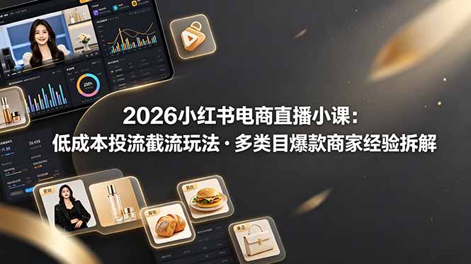 2026小红书电商直播小课，低成本投流截流玩法，多类目爆款商家经验完整拆解教学-娜娜项目网