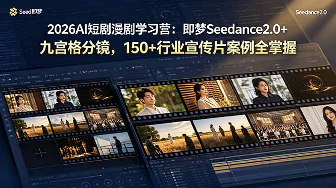 2026AI短剧漫剧学习营：即梦Seedance2.0+九宫格分镜，150+行业宣传片案例全掌握-娜娜项目网