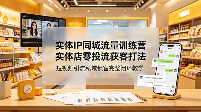 实体IP同城流量训练营：实体店零投流获客打法，短视频引流私域锁客完整闭环教学-娜娜项目网