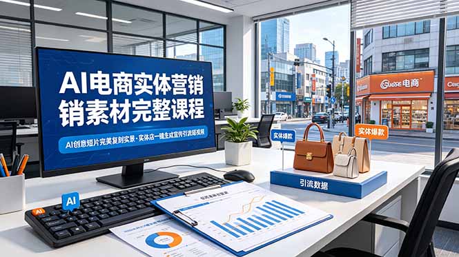 AI电商实体营销素材完整课程，AI创意短片完美复刻实景，实体店一键生成宣传引流短视频-娜娜项目网