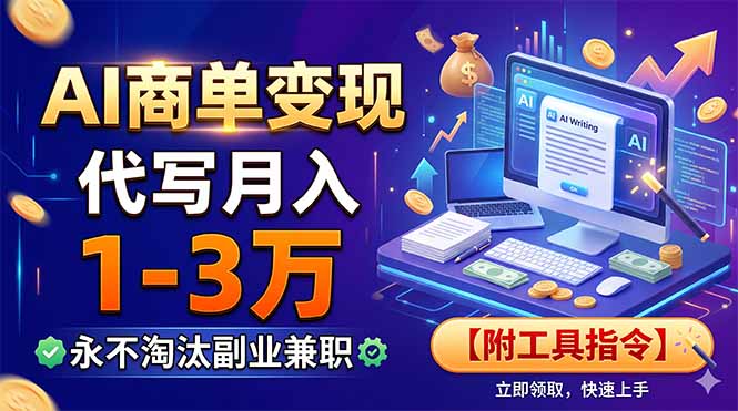 AI商单变现，靠代写月入1-3万，永不淘汰副业兼职【附工具指令】-娜娜项目网