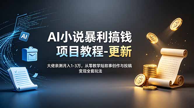 AI小说暴利搞钱项目教程-更新,大佬亲测月入1-3万,从零教学短故事创作与投稿变现全套玩法-娜娜项目网
