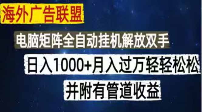海外广告联盟每天几分钟日入1000+无脑操作,可矩阵并附有管道收益-娜娜项目网