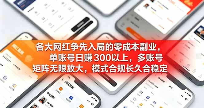 各大网红争先入局的零成本副业，单账号日赚 300 以上，多号矩阵可放大，模式合规长久稳定！-娜娜项目网