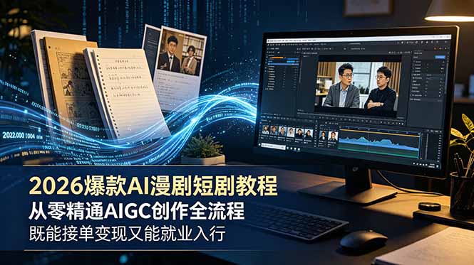 2026 爆款 AI 漫剧短剧教程 从零精通 AIGC 创作全流程 既能接单变现又能就业入行-娜娜项目网