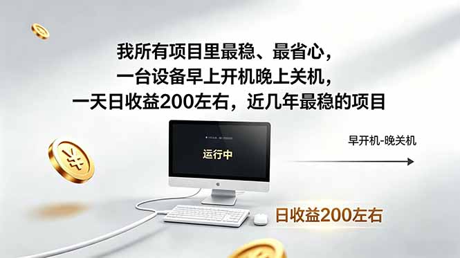 近年最稳挂机副业，一台设备轻松增收。早开晚关，电脑挂机每日稳定收益200+-娜娜项目网