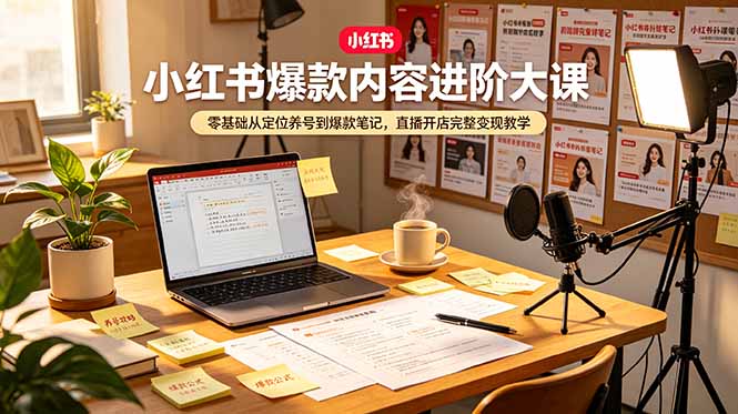 小红书爆款内容进阶大课，零基础从定位养号到爆款笔记，直播开店完整变现教学-娜娜项目网