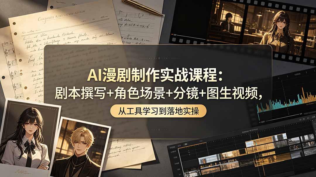 AI漫剧制作实战课程:剧本撰写+角色场景+分镜+图生视频,从工具学习到落地实操-娜娜项目网
