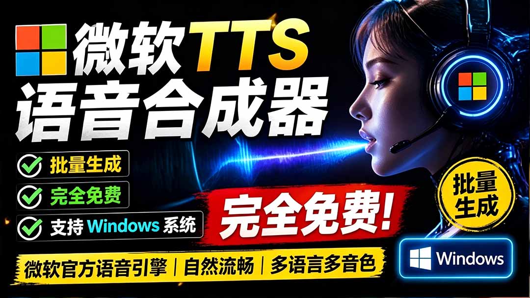 微软 TTS 免费语音配音生成器,完全免费,支持多语音、多音色选择,Windows系统专用 TTS语音合成器-娜娜项目网