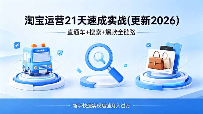 淘宝运营21天速成实战(更新4月),直通车+搜索+爆款全链路,新手快速实现店铺月入过万-娜娜项目网