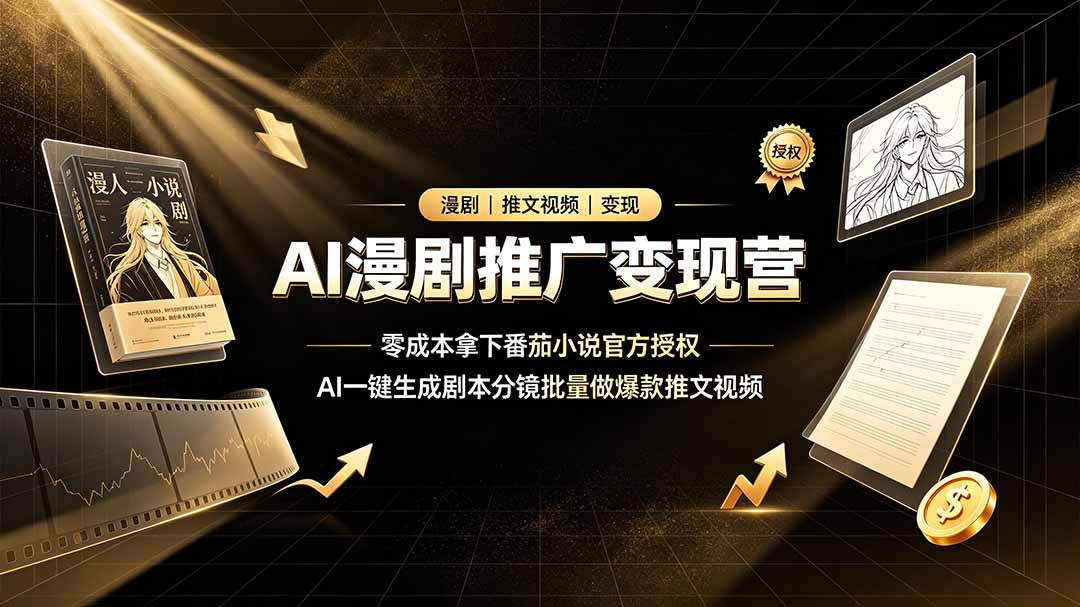 AI漫剧推广变现营,零成本拿下番茄小说官方授权,AI一键生成剧本分镜批量做爆款推文视频-娜娜项目网
