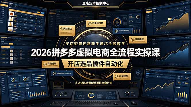 2026拼多多虚拟电商全流程实操课,开店选品插件自动化,多店矩阵运营新手避坑全套教学-娜娜项目网