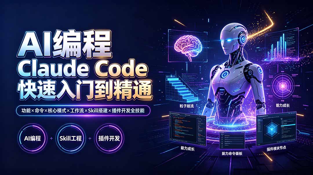 AI编程 Claude Code快速入门到精通:功能×命令×核心模式×工作流×Skill搭建×插件开发全技能-娜娜项目网