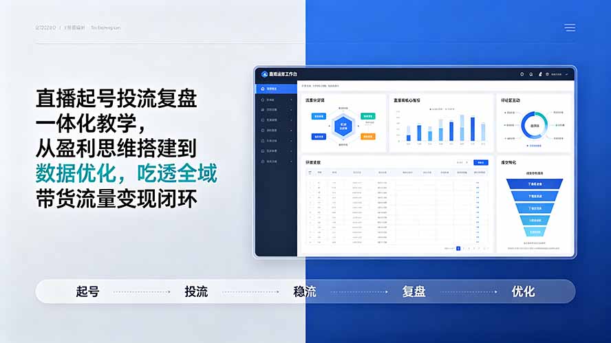 直播起号投流复盘一体化教学,从盈利思维搭建到数据优化,吃透全域带货流量变现闭环-娜娜项目网