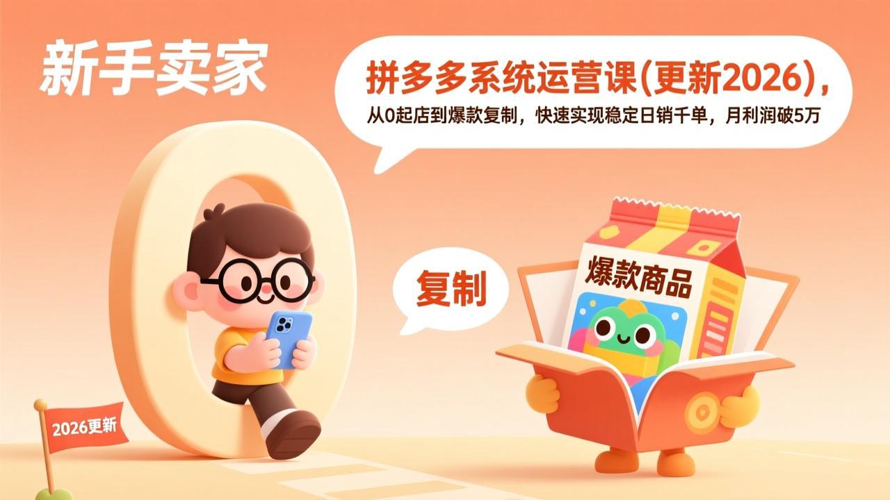 拼多多系统运营课(更新7月)，从0起店到爆款复制，快速实现稳定日销千单，月利润破5万-娜娜项目网