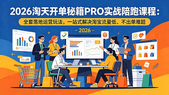 2026淘天开单秘籍PRO实战陪跑课程-更新：全套落地运营玩法，一站式解决淘宝流量低、不出单难题-娜娜项目网