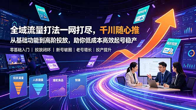 全域流量打法一网打尽，千川随心推从基础功能到高阶投放，助你低成本高效起号稳产-娜娜项目网