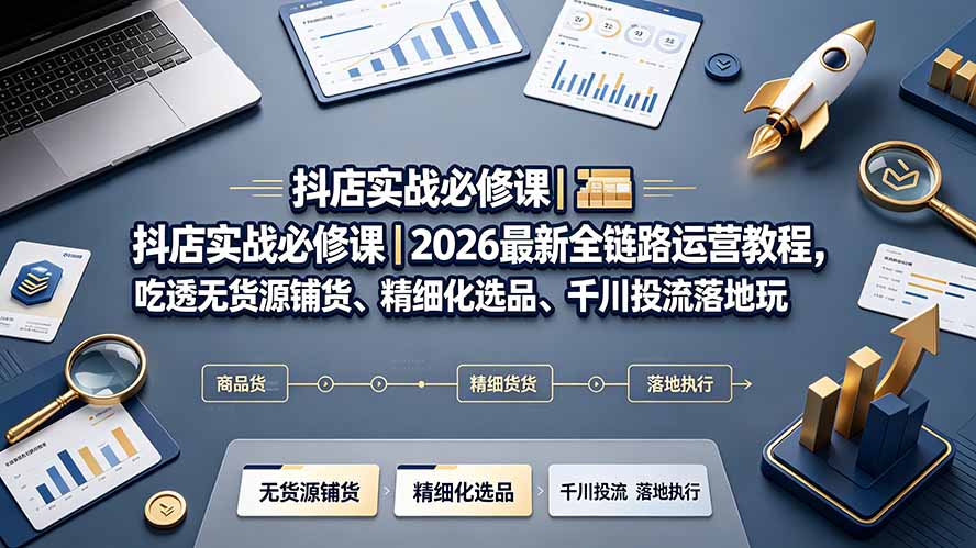 抖店实战必修课|2026最新全链路运营教程,吃透无货源铺货、精细化选品、千川投流落地玩法-娜娜项目网