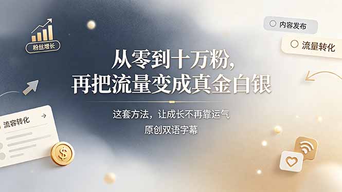 从零到十万粉,再把流量变成真金白银——这套方法,让成长不再靠运气【原创双语字幕】-娜娜项目网