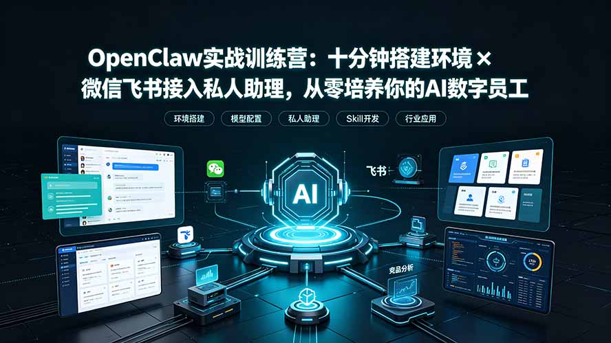OpenClaw实战特训营:十分钟搭建环境×微信飞书接入私人助理,从零培养你的AI数字员工-娜娜项目网