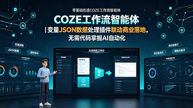 零基础吃透COZE工作流智能体|变量JSON数据处理插件联动商业落地,无需代码掌握AI自动化-娜娜项目网
