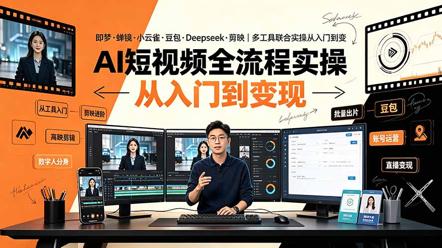 AI短视频全流程实操：即梦·蝉镜·小云雀·豆包·Deepseek·剪映｜多工具联合实操从入门到变现-娜娜项目网