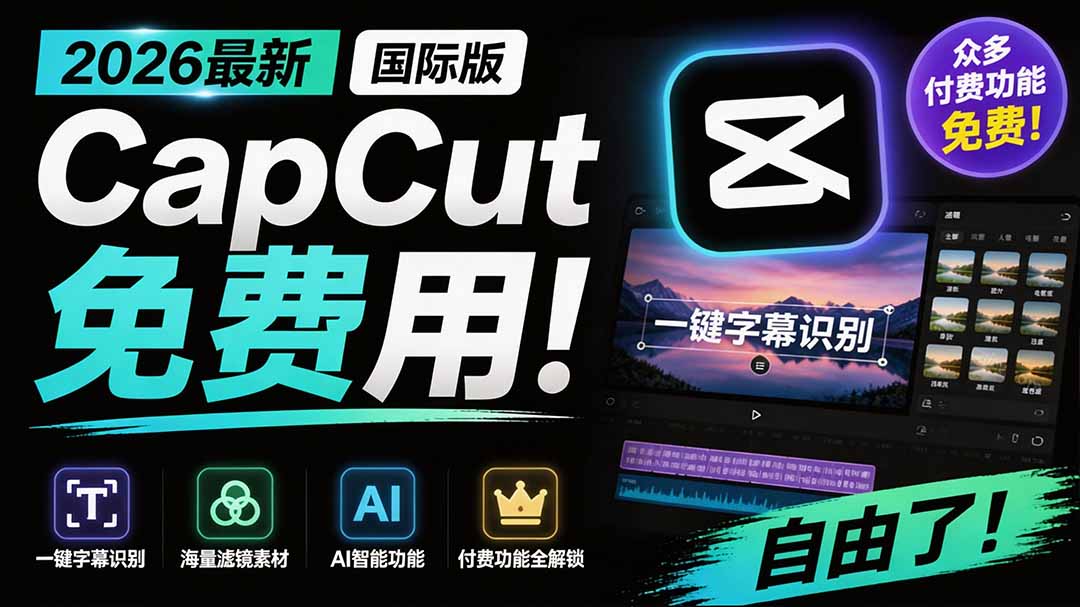2026最新国际版剪映！CapCut 众多付费功能免费用，一键字幕识别 / 滤镜素材 / AI智能功能自由了 CapCut-娜娜项目网