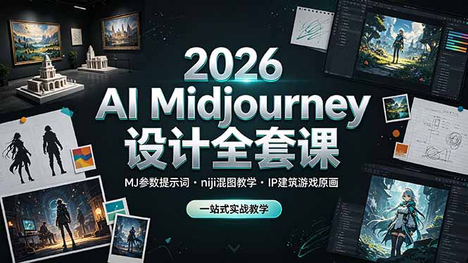 2026 AI Midjourney设计全套课,MJ参数提示词niji混图教学,IP建筑游戏原画一站式实战教学-娜娜项目网