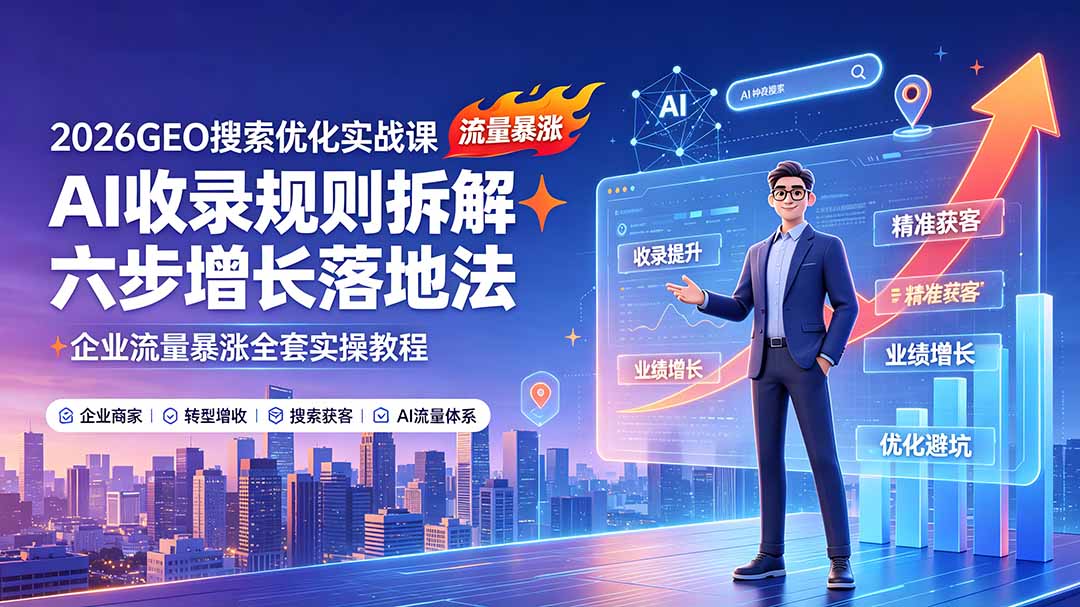 2026GEO搜索优化实战课:AI收录规则拆解|六步增长落地法|企业流量暴涨全套实操教程-娜娜项目网