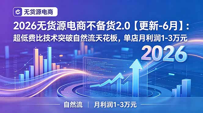 2026无货源电商不备货2.0【更新-7月】：超低费比技术突破自然流天花板，单店月利润1-3万元-娜娜项目网