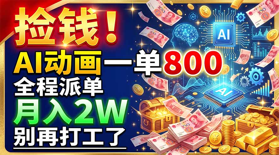 捡钱!AI动画一单800,全程派单,月入2W,别再打工了-娜娜项目网