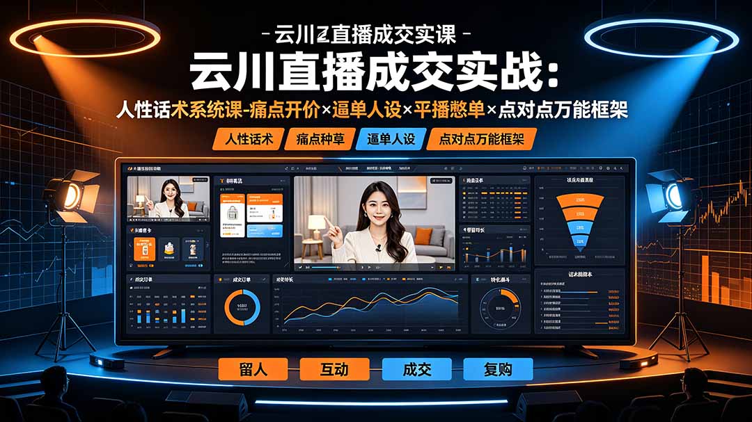 云川直播成交实战:人性话术系统课-痛点种草×塑品开价×逼单人设×平播憋单×点对点万能框架-娜娜项目网