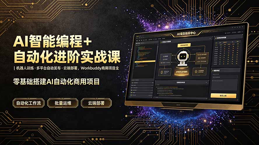 AI智能编程+自动化进阶实战课｜机器人训练·多平台自动发布·云端部署，Workbuddy商用项目全流程教学-娜娜项目网