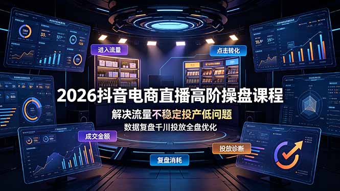 2026抖音电商直播高阶操盘课程,解决流量不稳定投产低问题,数据复盘千川投放全盘优化-娜娜项目网
