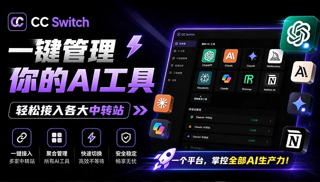 一键给Chatgpt、Codex、Claude接入地第三方中转站,CC Switch统一管理你的 AI 编程工具工作流-娜娜项目网