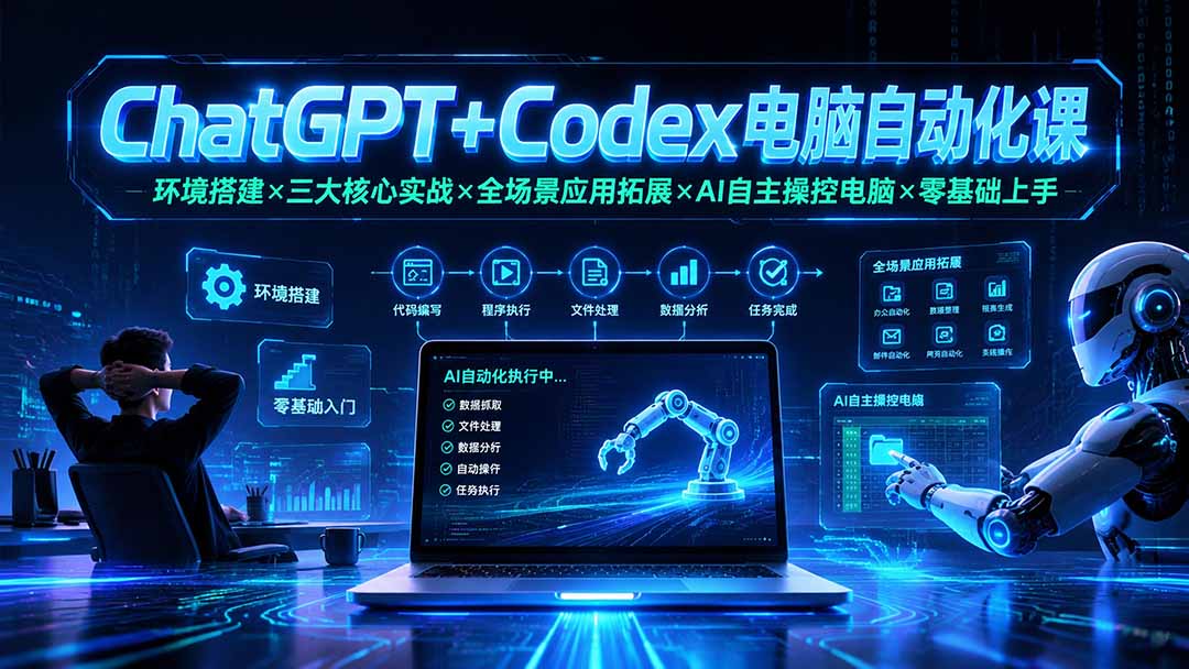 ChatGPT+Codex电脑自动化课:环境搭建×三大核心实战×全场景应用拓展×AI自主操控电脑×零基础上手-娜娜项目网