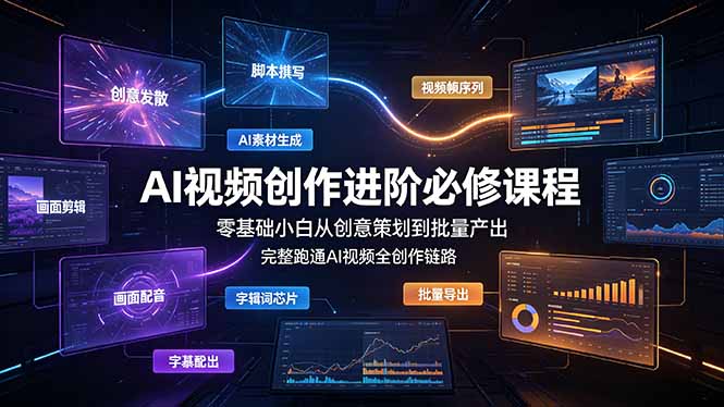 AI视频创作进阶必修课程:零基础小白从创意策划到批量产出,完整跑通AI视频全创作链路-娜娜项目网