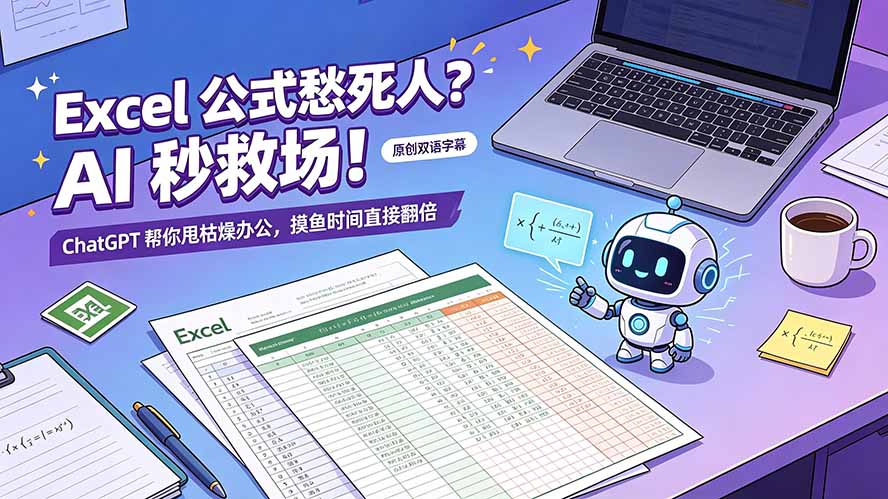 Excel 公式愁死人？AI 秒救场！ChatGPT 帮你甩枯燥办公，摸鱼时间直接翻倍【原创双语字幕】-娜娜项目网