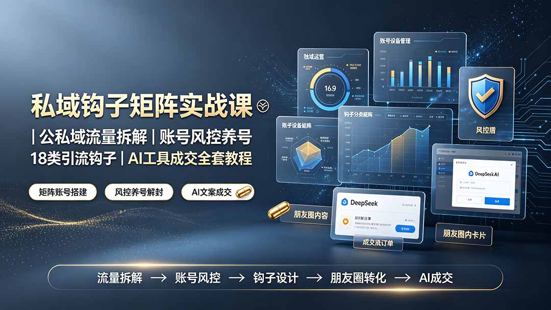 私域钩子矩阵实战课〓公私域流量拆解｜账号风控养号｜18类引流钩子｜AI工具成交全套教程-娜娜项目网