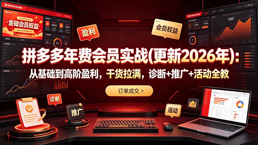 拼多多年费会员实战(更新2026年):从基础到高阶盈利,干货拉满,诊断+推广+活动全教-娜娜项目网
