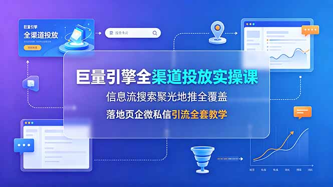巨量引擎全渠道投放实操课,信息流搜索聚光地推全覆盖,落地页企微私信引流全套教学-娜娜项目网