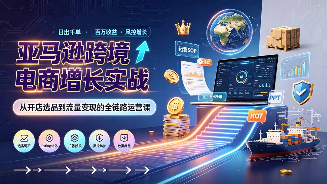亚马逊0-1孵化特训营8期:从注册风控到稳定日出千单实战,规避审核封店风险,标准化执行流程落地-娜娜项目网