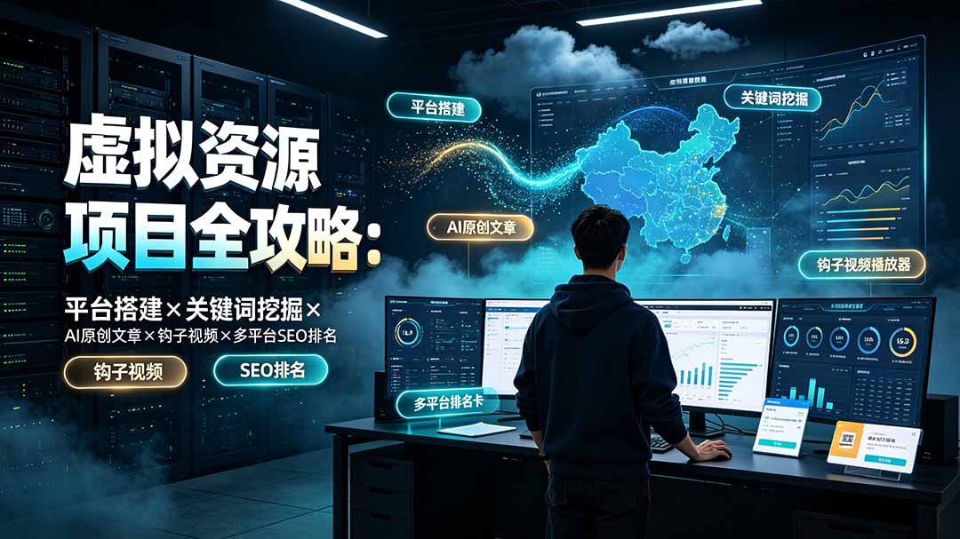 虚拟资源项目全攻略：平台搭建×关键词挖掘×AI原创文章×钩子视频×多平台SEO排名-娜娜项目网